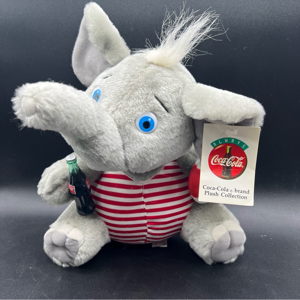 VTG Coca Cola Brand Plush Elephant Holding Coke Bottle Plush Collection w/Tag